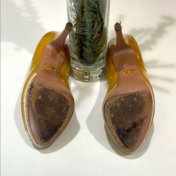 Prada Women's Beige Peep-Toe Platform Heels - Picture 8 of 8